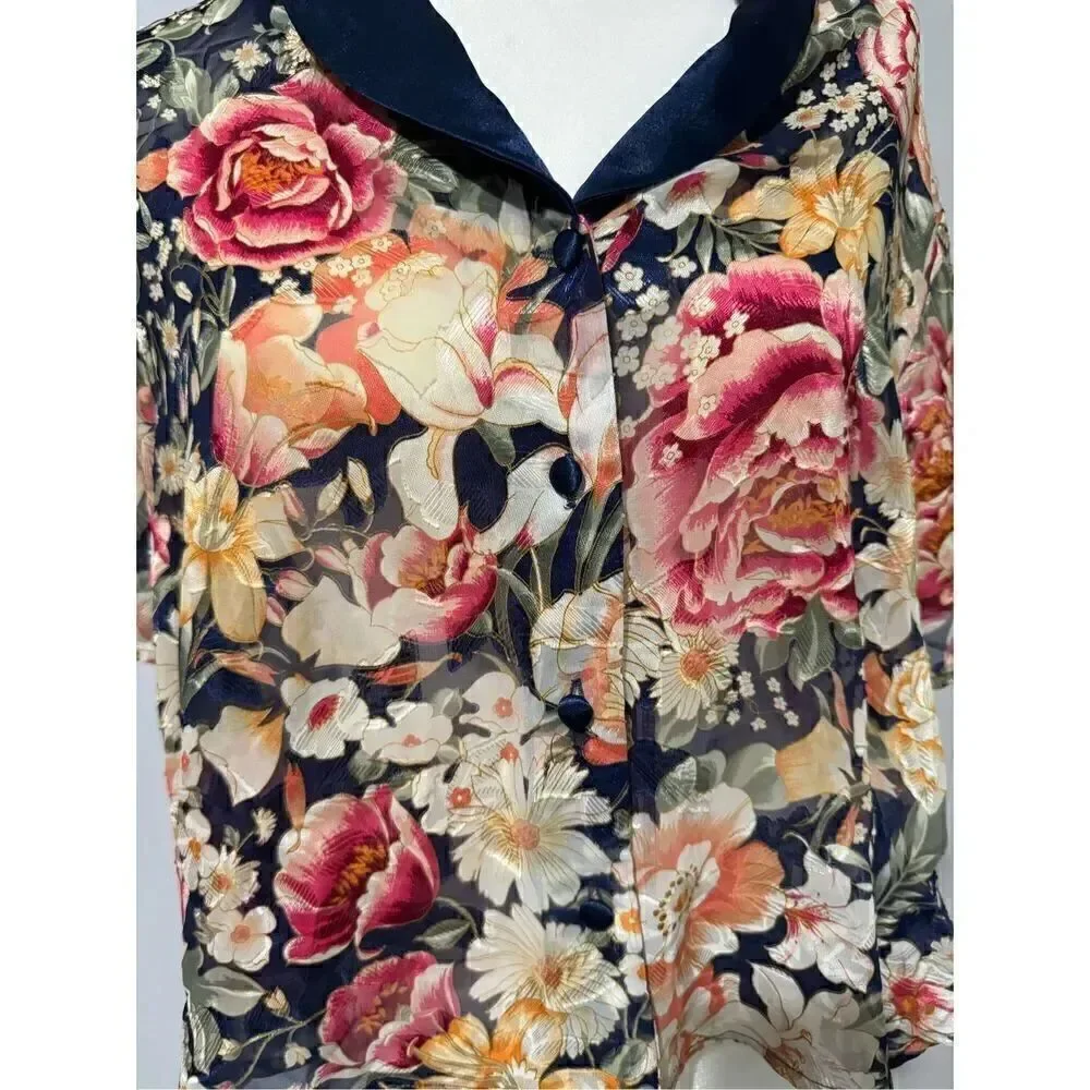 Vintage Victoria Secret 90’s floral sheer loungewear crop top M